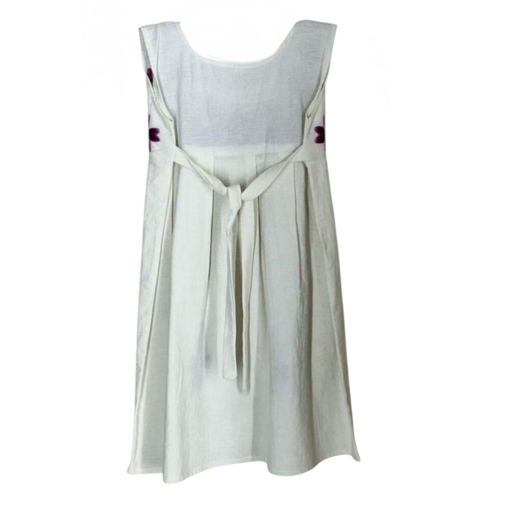 Boho Mexican Embroidered Dress 5 Floral Cottagecore Festival Sleeveless Hamdmade - Picture 3 of 8